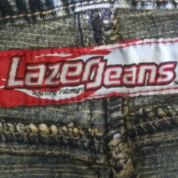 Vintage Lazer Jeans Denim Mini Skirt Plus Size XL With Faded Distress Wash - Picture 6 of 7